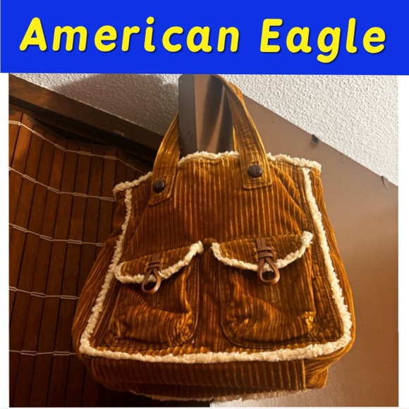 American Eagle Outfitters Handbags - American Eagle Corduroy Shoulder Bag Missing 2 Buttons but has Magnetic Closure